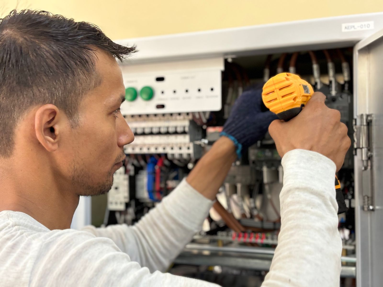 Electrician completing professional work