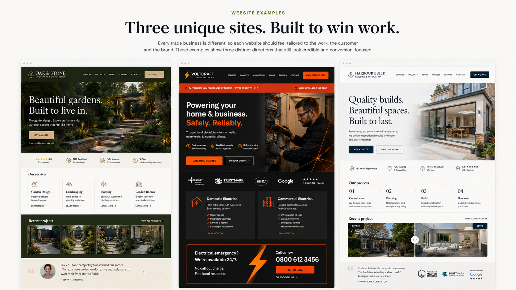 Oak & Stone landscaping and garden design website